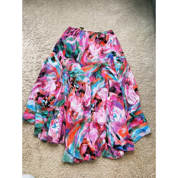 Bob Mackie Wearable Art Flowy Lined Midi Skirt S Colorful Elastic Dopamine Artsy - Picture 5 of 10